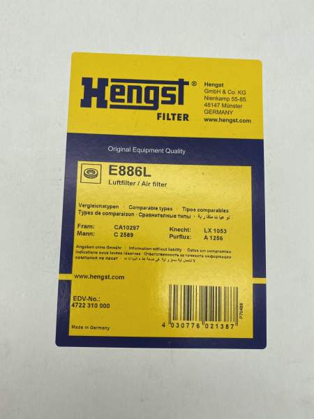 Luftfilter Hengst E886L f. BMW X3 2.0i  / xDrive 20i